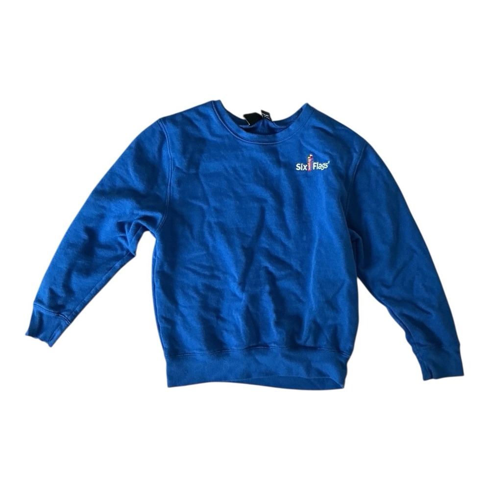 Six Flags - Blue Crewneck Sweatshirt‎ (Small) - Theme Park Apparel